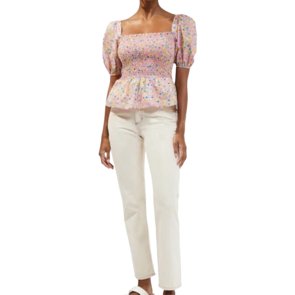 French Connection Floral Peplum Pink NWT Size UK 10 US 6 - Picture 4 of 7